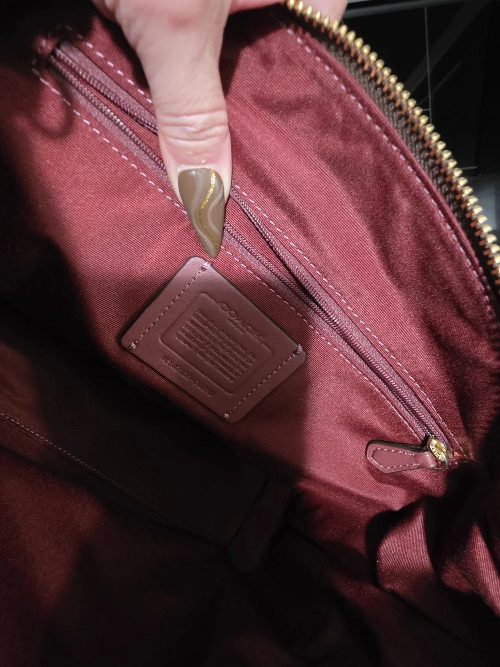 Coach Brown Signature Canvas Tote with Red Leather Trim